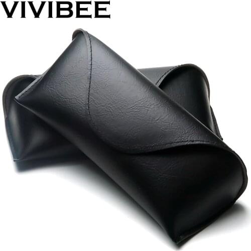 VIVIBEE Men Soft MagnetPU Leather Sunglasses Case Unsex Eyeglasses Box Women Black spectacle Cases
