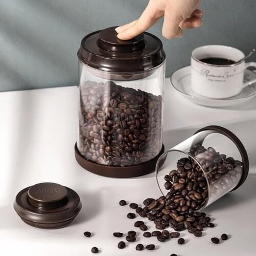Glass Airtight Canister Kitchen Storage Bottles Jar Sealed Container Tea Coffee Beans Grains Candy Jar With Exhaust Coffee Lover