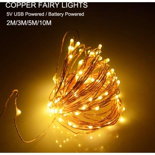 2-10M USB Battery Powered Garland Christmas Wedding Party Decoration Fairy String Lights Home New Year Lights Decor navidad