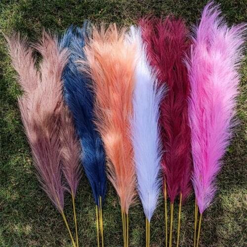 120cm Artificial Pampas Grass Bouquet DIY Vase Wedding Party Home Garden Decoration 12 Forks Real Touch Artificial Plants