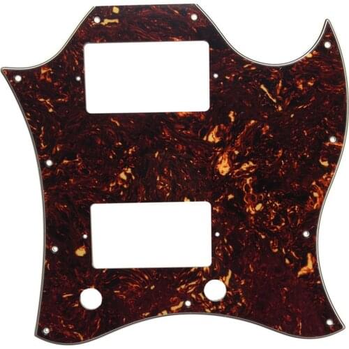 Pleroo Custom Guitar Parts - For SG Full Face Guitar Pickguard Scratch Plate With PAF Humbuckers , 4 Ply Brown Tortoise
