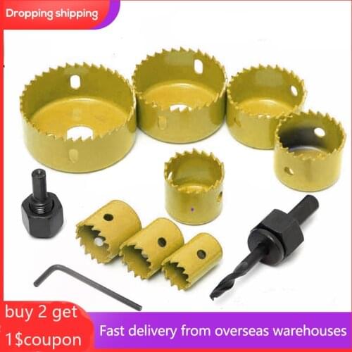 11pc/Set Carbon Steel Hole Saws Drill bit Wood Sheet Metal Cutting Tool Kit With Box for carpentry Home Garden Supplies