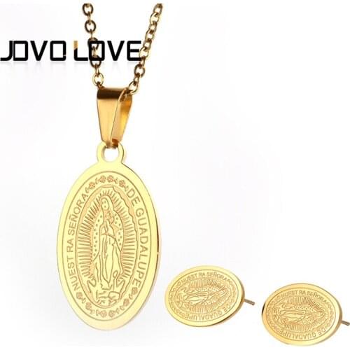 Elegant Virgin Mary Pendant Necklaces Unique Carved Oval Shape Gold Color Wedding Women Fashion Cross Jewelry Accessorise