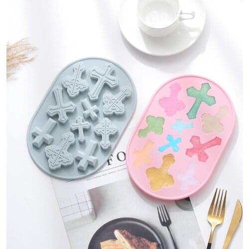 Creative 3d Cross Silicone Mold Christmas Fondant Cake Decorating Candy Cake Jesus Cross Mold Easter Chocolate Baking Stencil
