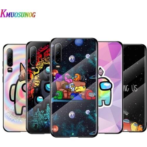 Cartoon man in Space For Huawei P40 P30 P20 P10 Pro Plus Lite 5G 2019 Tempered Glass Cover Shell Luxury Phone Case