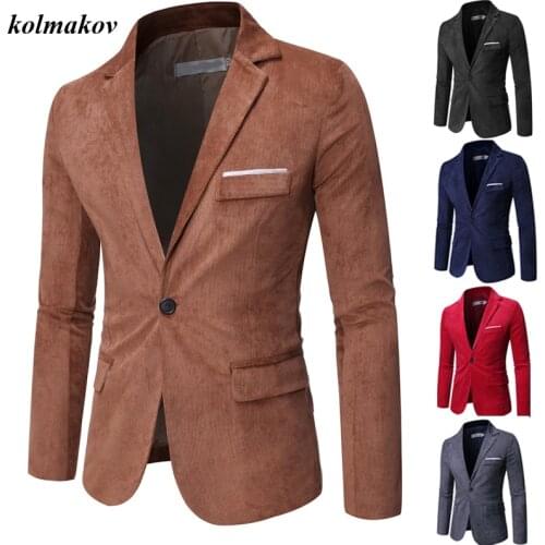 2020 New Arrival Spring Style Men Corduroy Leisure Balzers Jacket Fashion Casual Single Button Slim Solid Colors Coat M-6XL