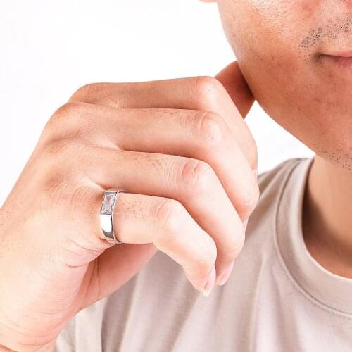 925 Silver Mens Ring White For 2019 Chrismas Gift CZ stone Engagement Band Rings Hot Popular