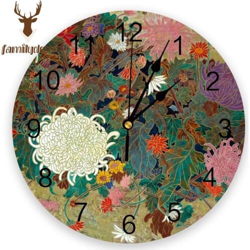 Flower Japanese Painting Wall Clock Home Decor Bedroom Silent Oclock Watch Wall Digital Clock Wall Clock for Kids Rooms