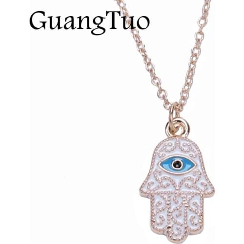 NK118 New Fashion Collares Bijoux Love Vintage Fatima Palm Pendant Necklace For Women Jewelry Chain Choker Clavicle Collier