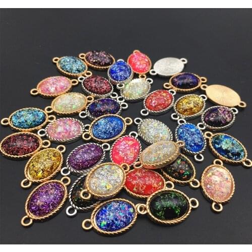 New 10x14mm Flatback Oval Shape Colorful Resin Stone Crystal Pendant Two Loops Fashion Smooth Surface Beads For Jewelry making