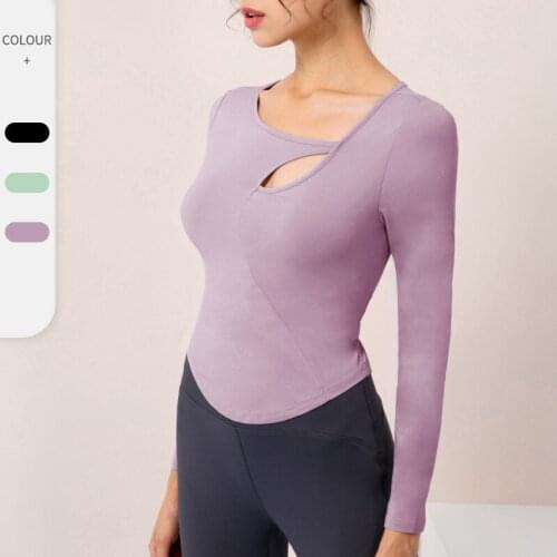New Gym Yoga Crop Tops Yoga Shirts Fitness Yoga Long Sleeves With Chest Pad Sexy Hollow Clothes Running Sports Top Casual Shirt