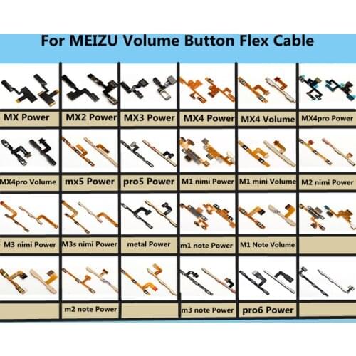 NEW Hot Volume Button Power Switch On Off Button Flex Cable For Meizu MX MX2 MX3 MX4 MX5 M1 M2 M3 Note M3S Metal Pro6