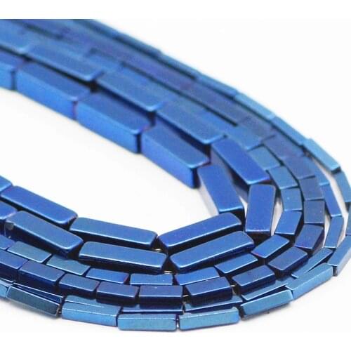 Rectangle Cuboid Square Blue Natural Stone Hematite Spacer Loose Beads For Jewelry Making Handmade DIY Bracelet Pendant 4/6/9MM