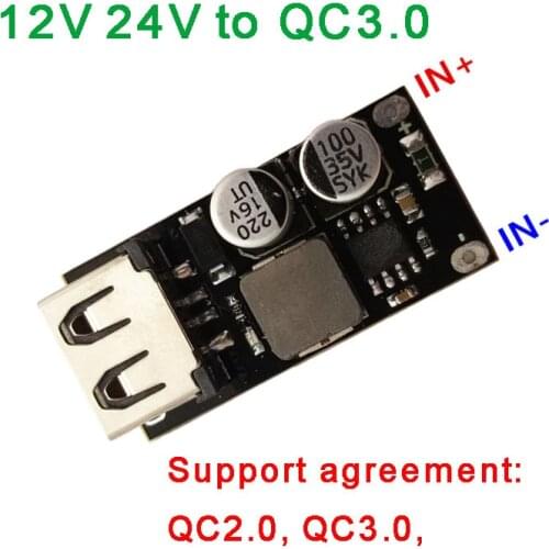 QC 3.0 2.0 USB Fast Quick Charging Module Charge Board Car Phone Charger 12V 24V 6-32V TO QC3.0 Buck module F/ AFC FCP SFCP