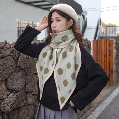 Diamond Pattern Triangle Dot Women Scarf Autumn Winter Neckline Cashmere Keep Warm Scarves WJ10