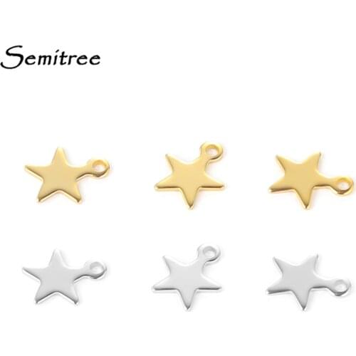 Semitree 20pcs Stainless Steel Small Star Pendant Flat Charms for DIY Jewelry Making Necklace Decoration Bracelet End Tail Charm
