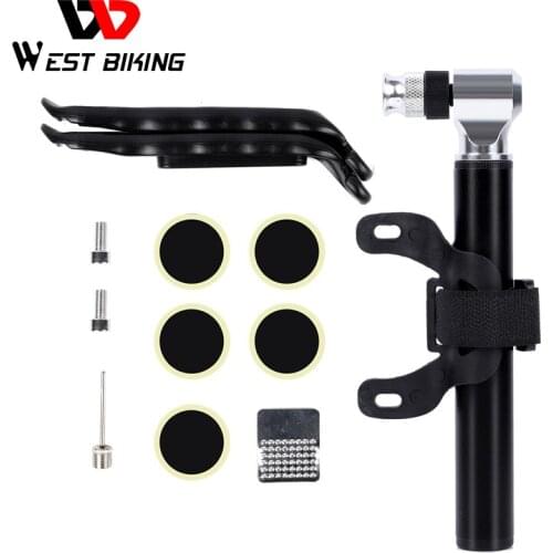 WEST BIKING Mini 300 Psi Bike Pump MTB Road Bicycle Hand Air Pump Bike Tire Lever Patch Schrader Presta Valve Cycling Pump