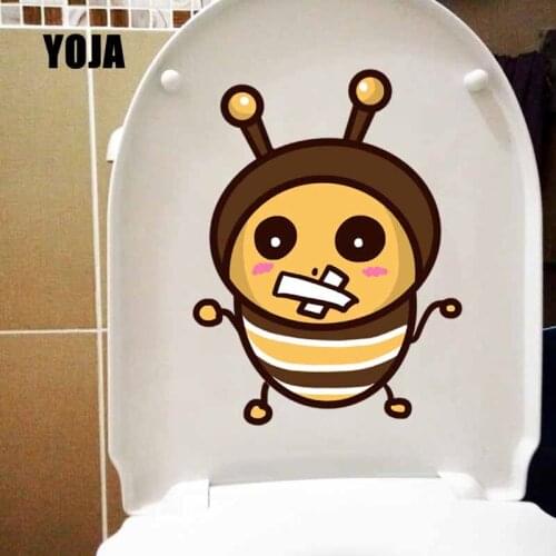 YOJA 16.6X22CM Intereting Home Decor Wall Sticker Toilet Decal Character Image Of Bee Cartoon Characters T5-0900