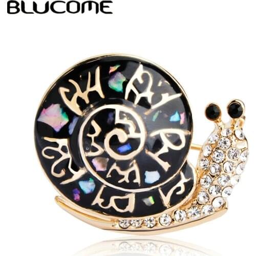 Blucome Fashion Abalone Shell Snails Brooch Christmas Gifts Black Insect Brooches Women Accessories Pins Stainless Steel Corsage
