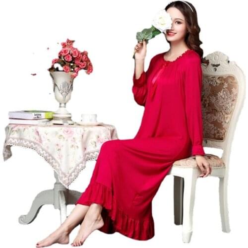 2021Autumn and Winter Womens Nightdress Long Sleeve Modal Home Service Sleepwear Women Night Gown Sleep Tops Sexy Nightwear