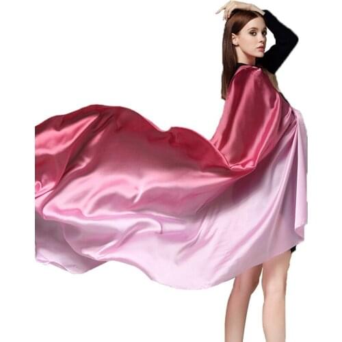 Colorful Gradient Women Silk Scarf Shawl Belly Dance Waving Scarf Veil 100*190cm
