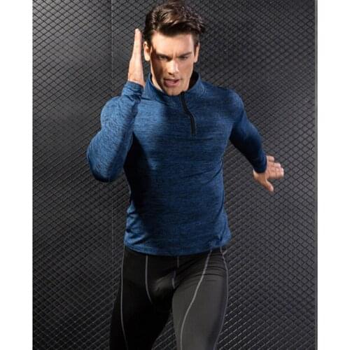Winter Plus Velvet Pro Mens Fitness Apparel Running Training Long-Sleeved Stretch Tight-Fitting Stand-Up Collar Sweater