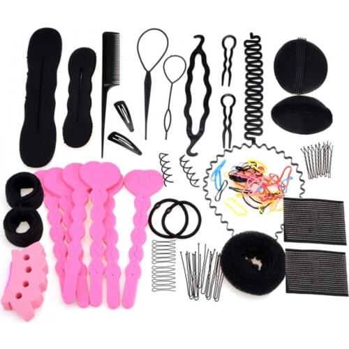 20Pcs Women Hairpin Clip Comb Topsy Tail Loop DIY Bun Maker DIY Hair Styling Tools Hair Accessories set For Women girls