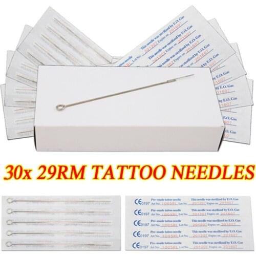 30PCS Tattoo Needles 29RM Disposable Premade Sterilized Tattoo Needles Round Magnum Curved For Tattoo Guns Supply