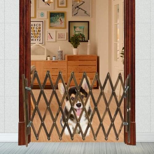 33-110cm Dogs Wooden Fence Gate Panel Expandable Pet Safety Separation Barrier