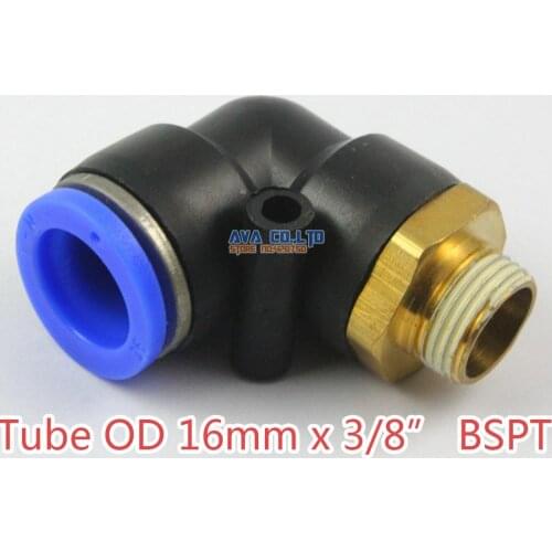 5 Pieces Tube OD 16mm x 3/8" BSPT Male Elbow Pneumatic Connector Push In To Connect Fitting One Touch Quick Release Air Fitting