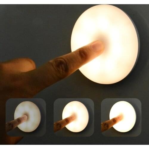 6 LEDs Touch Sensor Night Light Bedside Lamp Mosquito Repellent Battery Powered Yellow Cabinet Light For Bedrooms Living Room