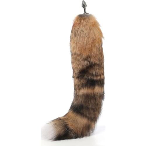 70cm Super long real fox tail anal beads butt plug Metal Flirting erotic coaplay BDSM ass sex toy couple role play game women