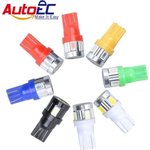AutoEC 2 X T10 5630 6 smd led 158 168 194 w5w 5730 5630 Aluminum Heat Sink Interior Side Turn Signals Bulb White #LB90
