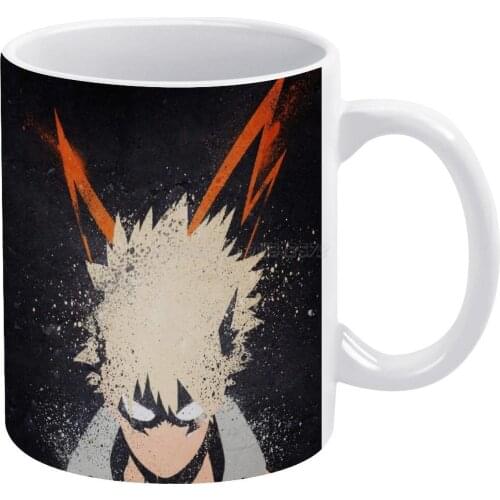 Bakugo White Mug White Ceramic Tea Cup Birthday Gift Milk Cups and Mugs Bakugo Kacchan Hero Boom Boku No Hero Academia Anime