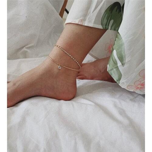 Bohemian Crystal Beads Anklets for Women Snake Chain Ankle Bracelet on Leg Gold Color Anklet Barefoot Sandals Foot Jewelry