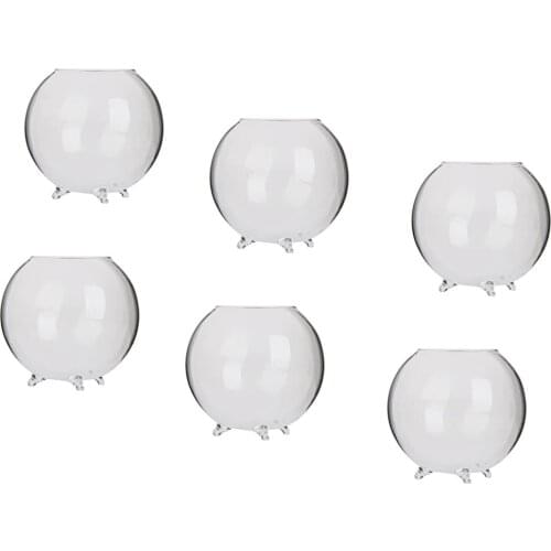 6pcs Home Decorative Ball Shaped Clear Glass Display Vases Fish Bowl Candleholders Air Plants Hydroponic Pot Terrarium