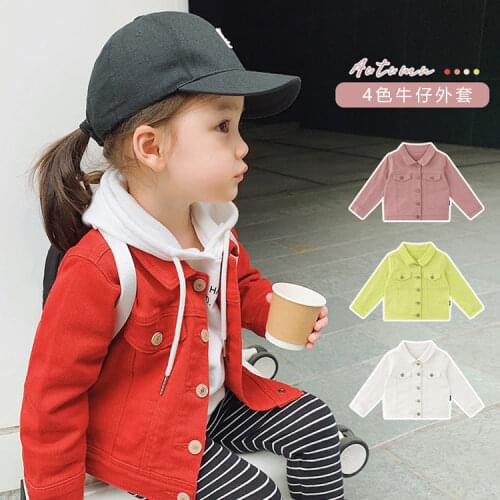 2020 Spring New Baby Girl Boy Fashion Cool Denim Coat Cotton Candy Color Kids Jackets Coats Children Casual Clothes Outfits