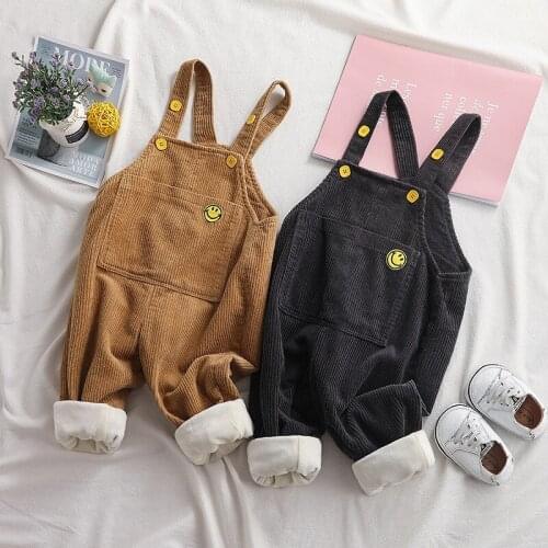 Childrens Clothing Winter New Toddler Baby Corduroy Overalls Korean Casual Girls Boys Velvet Thicken Jumpsuit Kids Warm Overall