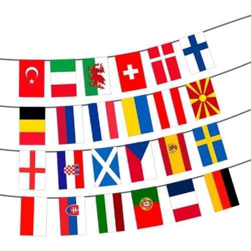 2020 European EURO Cup String Flag 24 Country Teams 14x21cm Bunting Flags Indoor Outdoor Decorations Russia Poland Spain France