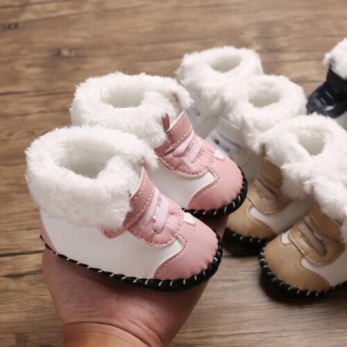 Focusnorm New Fashion Baby Boy Girl Winter Fashion Boots Pram Shoes Fleece Thermal Non-slip Sneakers 0-18M