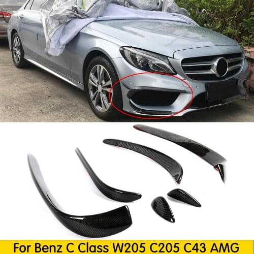 For Mercedes W205 Carbon Fiber Bumper Canards For Benz C Class W205 C205 C43 AMG 2015 + C180 C200 C250 Splitter