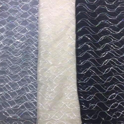 Wave flower sequin special design lace polyester embroidery fabric Sequined embroidered fabric Wedding dress lace fabric MF65