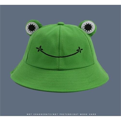Summer parent-child cartoon frog bucket hat Panama fishing hat cute frog hat mens Femme Bob Chapeau outdoor sun fisherman hat