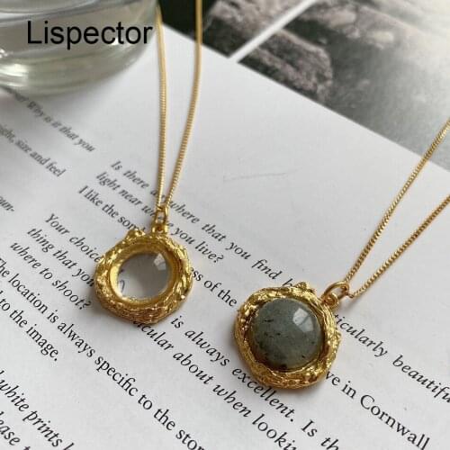 Lispector 925 Sterling Silver Irregular Stone Pendant Necklaces for Women Light Luxury Clavicle Chain Necklace Female Jewelry