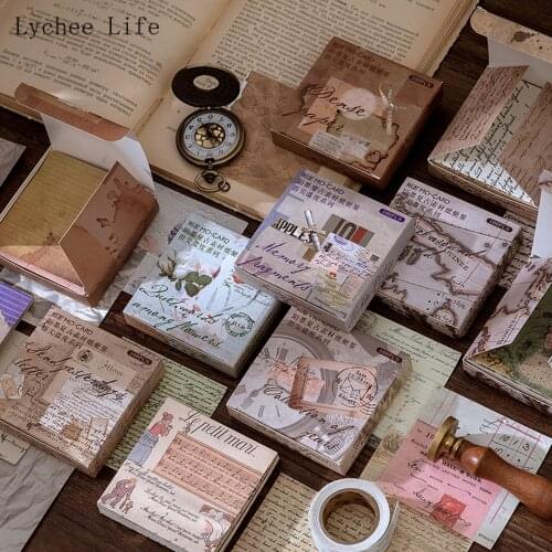 Lychee Life 52Pcs Vintage Flower Junk Journal Scrapbooking Material Craft Paper Decorative Label DIY Album Home Supplies