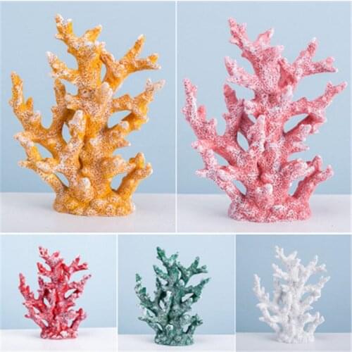 MEDITERRANEAN STYLE SIMULATION RESIN CORAL MODEL HOME FISH TANK DECOR COLORFUL MARINE CRAFT CHILDREN BIRTHDAY GIFT X5377