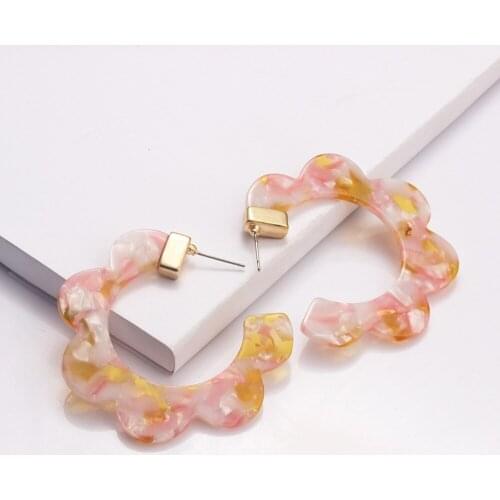 Fashion Ladies Floral Alloy Jewelry Colorful Trendy Jewelry Acetate Acrylic Earring Vintage Women Geometry Earrings Dropship