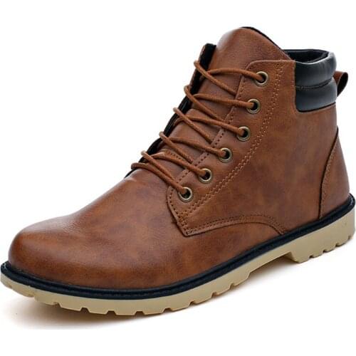 2020 Men Boots Pu Leather Shoes For Martin Boots Men Autumn Winter New Ankle Boots Men Casual Shoes Male Footwear