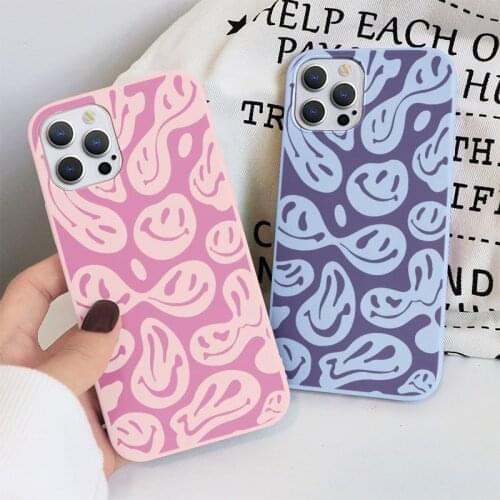 Soft TPU Case For iPhone 12 Pro Max Mini X XR XS 7 8 6 6S Plus SE 2 Fashion Cartoon Smile Face Cover For iPhone 11 Pro Max Case