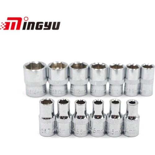 MINGYU 13PCS 4-14MM 1/4" Metric Drive Socket Set Professional Hand Tools Set CRV Mirror Finished Free Shipping